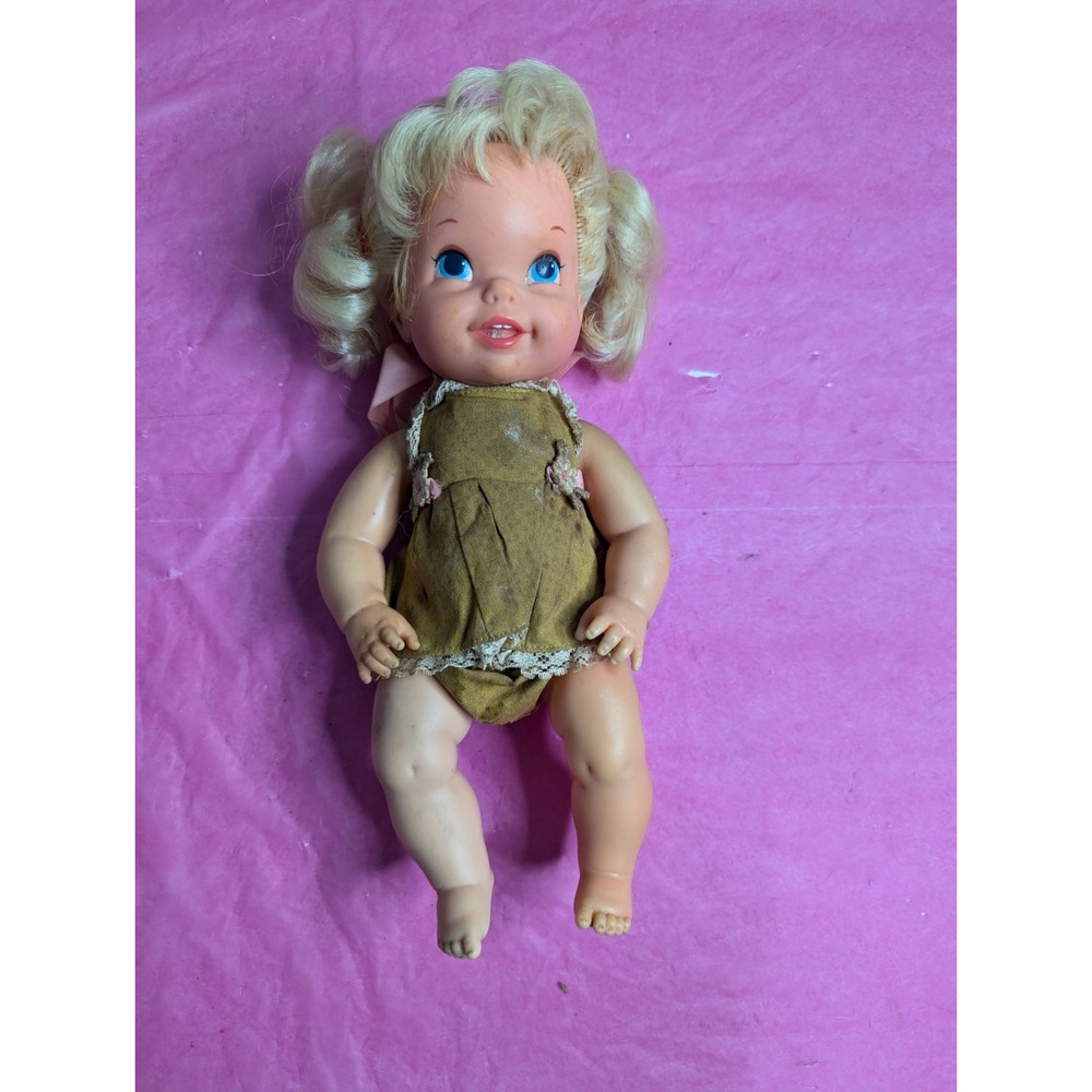 vintage 1968 Mattel 10" Bouncy head baby doll Go bye Bye vinyl plastic Hong kong